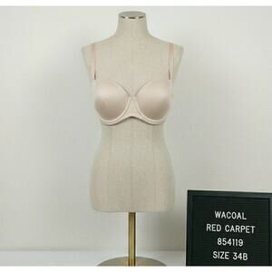 Wacoal 854119 Red Carpet Strapless Bra 34B Beige Nude Convertible Underwire